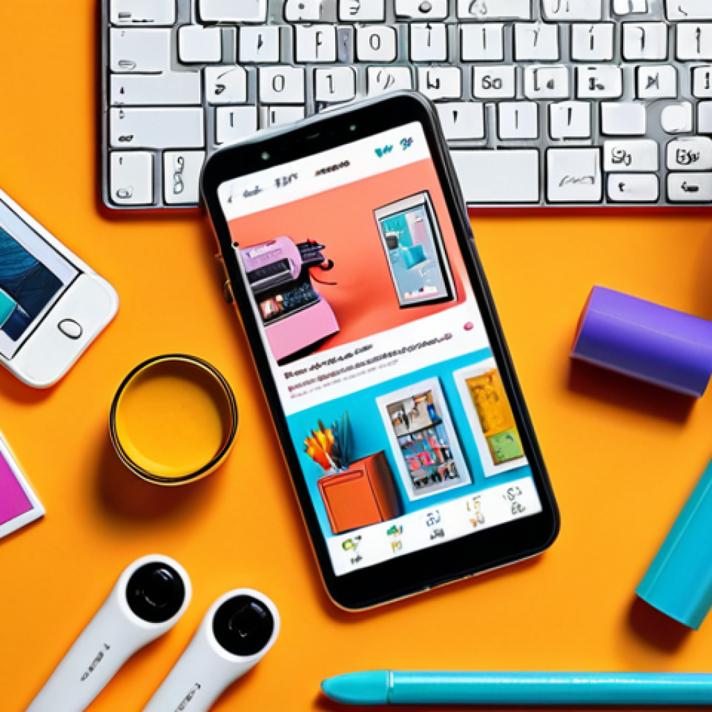 A vibrant advertisement design featuring a captivating color scheme inspired by everyday life, showcasing a mobile phone capturing unique designs and colors. The ad emphasizes the importance of capturing daily inspiration and features a designer's workspace with sketches and mood boards.