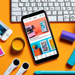 A vibrant advertisement design featuring a captivating color scheme inspired by everyday life, showcasing a mobile phone capturing unique designs and colors. The ad emphasizes the importance of capturing daily inspiration and features a designer's workspace with sketches and mood boards.