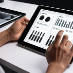 **UI/UX Design Prompt:** A close-up of hands designing a user interface on a tablet, with a desktop monitor in the background displaying Figma or Adobe XD showing wireframes and prototypes. The setting is a clean, modern design studio, emphasizing user-centric design principles. Focus on clarity, intuitiveness, and digital efficiency. Minimalist aesthetic, soft ambient lighting, high detail.