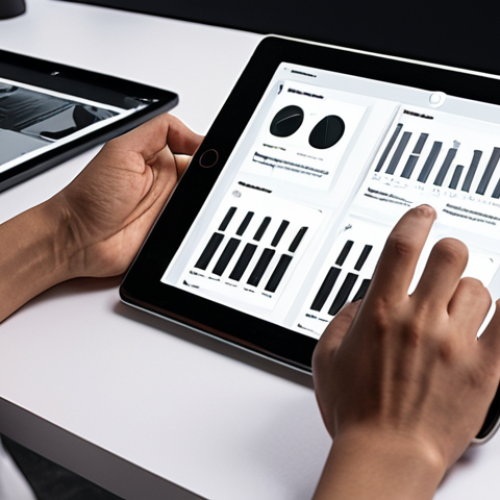 Home 18 **UI/UX Design Prompt:** A close-up of hands designing a user interface on a tablet, with a desktop monitor in the background displaying Figma or Adobe XD showing wireframes and prototypes. The setting is a clean, modern design studio, emphasizing user-centric design principles. Focus on clarity, intuitiveness, and digital efficiency. Minimalist aesthetic, soft ambient lighting, high detail.