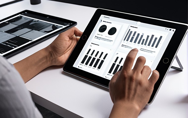 **UI/UX Design Prompt:** A close-up of hands designing a user interface on a tablet, with a desktop monitor in the background displaying Figma or Adobe XD showing wireframes and prototypes. The setting is a clean, modern design studio, emphasizing user-centric design principles. Focus on clarity, intuitiveness, and digital efficiency. Minimalist aesthetic, soft ambient lighting, high detail.